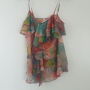Flounce ruffle multicolored cami small